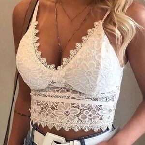Lace bralette padded white adjustable straps